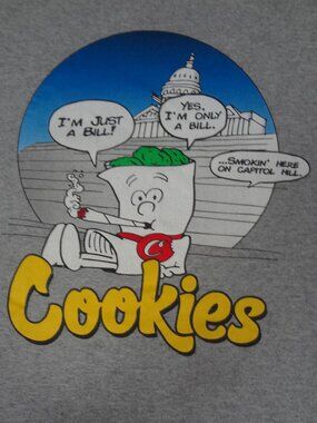 COOKIES CANNABIS I'M JUST A BILL I'M JUST A BILL GRAY SMALL T-SHIRT L562